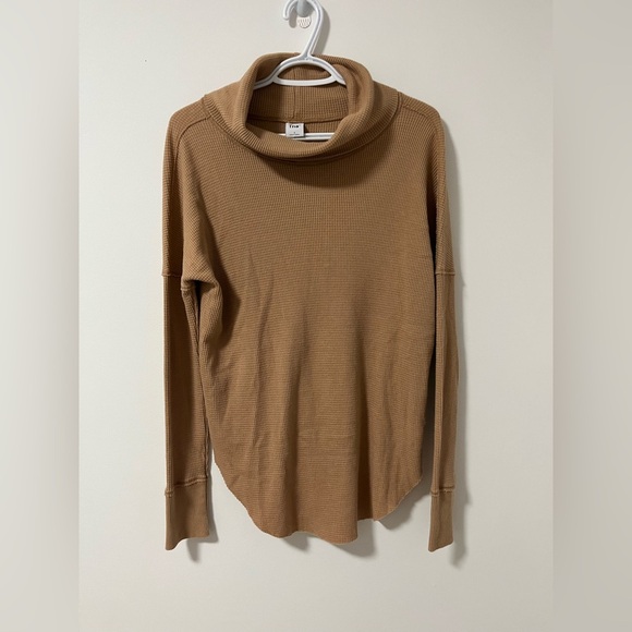 Aritzia TNA Waffle Brown Oversized Mockneck Turtleneck Sweater Dress Long Sleeve - Picture 1 of 8
